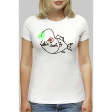 ФУТБОЛКА KLOST ЖІНОЧА " ANGLER FISH RED (ГЛИБОКОВОДНИЙ РИБАЛКА) " WHITE